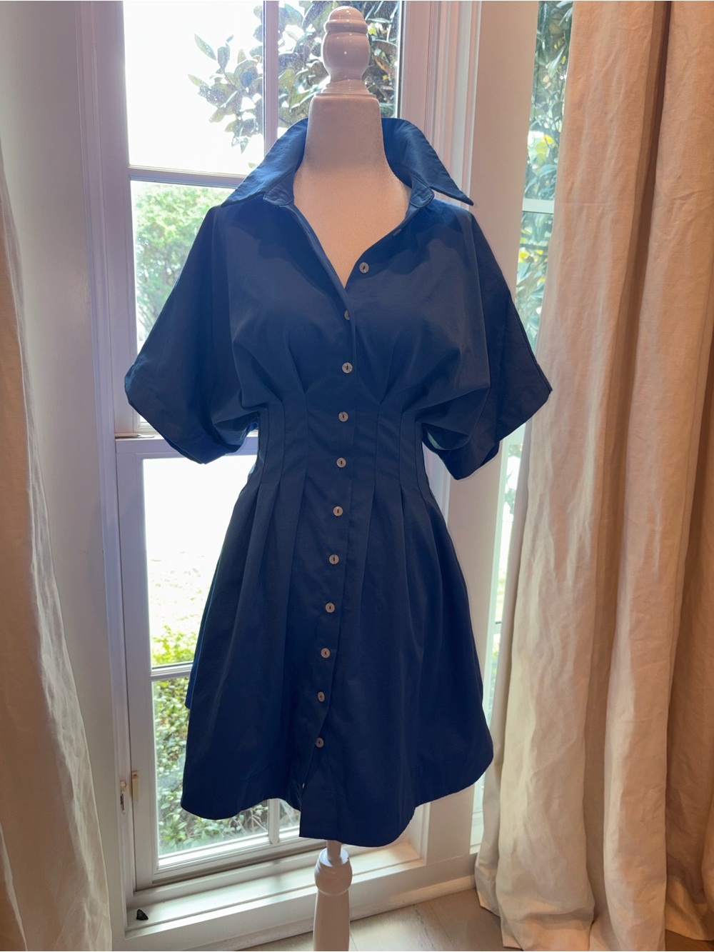 Classic Navy Button-Front Mini Dress
